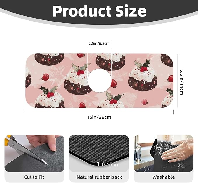 Faucet Draining Mat For Kitchen Sink, Cream Puddings Diatom Mud Absorbent Drain - Image 2