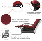 Kozyard Adjustable Outdoor Reclining Lounge Chair, Cushioned Patio Chaise Lounge with Extendable Metal Frame for Sunbathing, Reading & Relaxing – Comfortable Outdoor Recliner(Burgundy) - Image 5