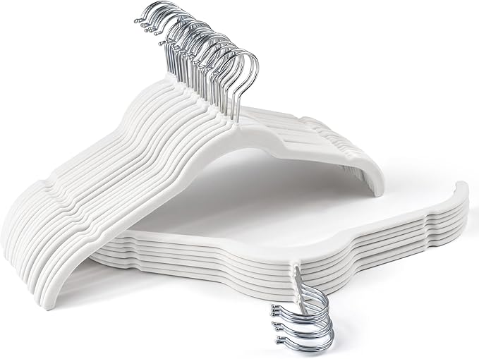 Premium Velvet Shirt Hangers 30 Pack, Non-Slip 360° Swivel Hook Slim Felt Hanger by Sishynio