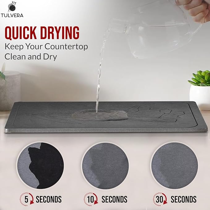Stone Dish Drying Mat for Kitchen Counter – Diatomaceous Earth Drying Mat | - Image 2
