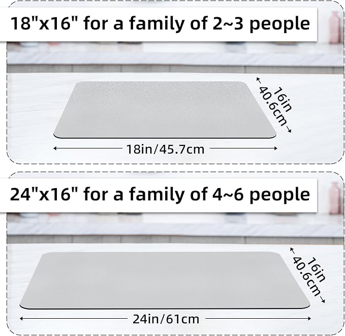 LOPNUR Kitchen Dish Drying Mat, Super Absorbent Dish Drying Pad, Diatomite - Image 4