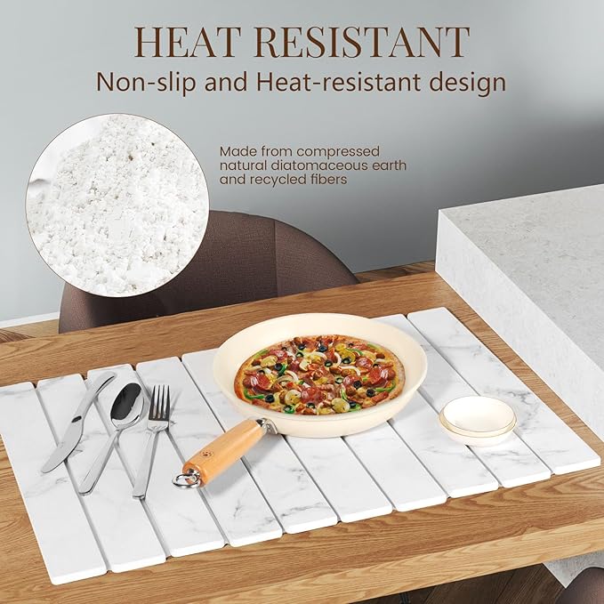Large Stone Dish Drying Mats for Kitchen Counter 16"×12" Foldable Quick Dry - Image 3