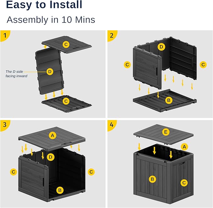 EAST OAK Outdoor Storage Box, 31 Gallon Deck Box, Waterproof Resin Storage Bin for Patio Cushions, Gardening Tools, Accessories, Lockable, UV Resistant, Black - Image 6