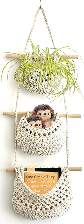 AARAINBOW Wall Cotton Hanging Baskets, Large 3 Tier Decorative Wall Basket by AARAINBOW
