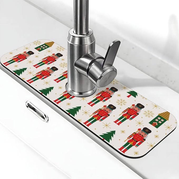 Nutcracker Christmas Tree Snowflakes Kitchen Sink Splash Guard Faucet Mat Super by Unknown