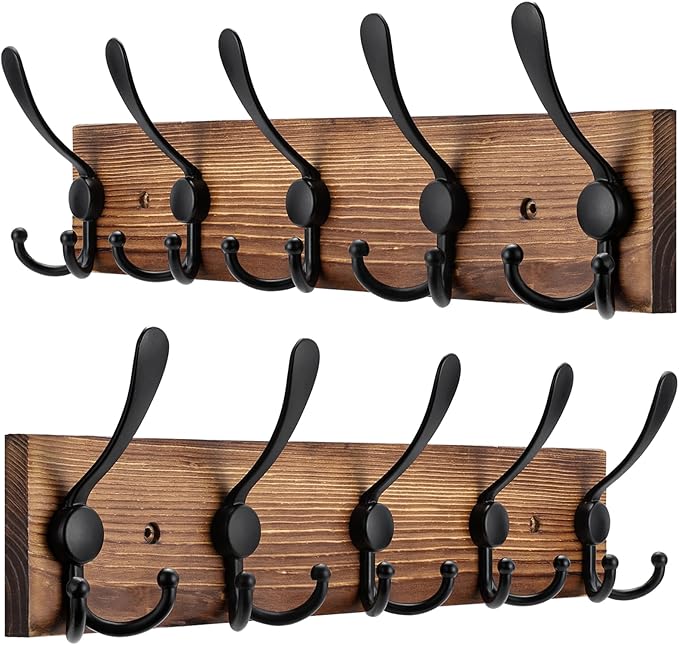 2pcs Coat Rack Wall Mount Wooden Hat Rack by Kuhome
