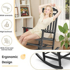 Patio Rocking Chair Outdoor Set of 1,Weather Resistant Poly Resin Oversized Porch Rocker,Indoor Outdoor Use(1, Black) - Image 3