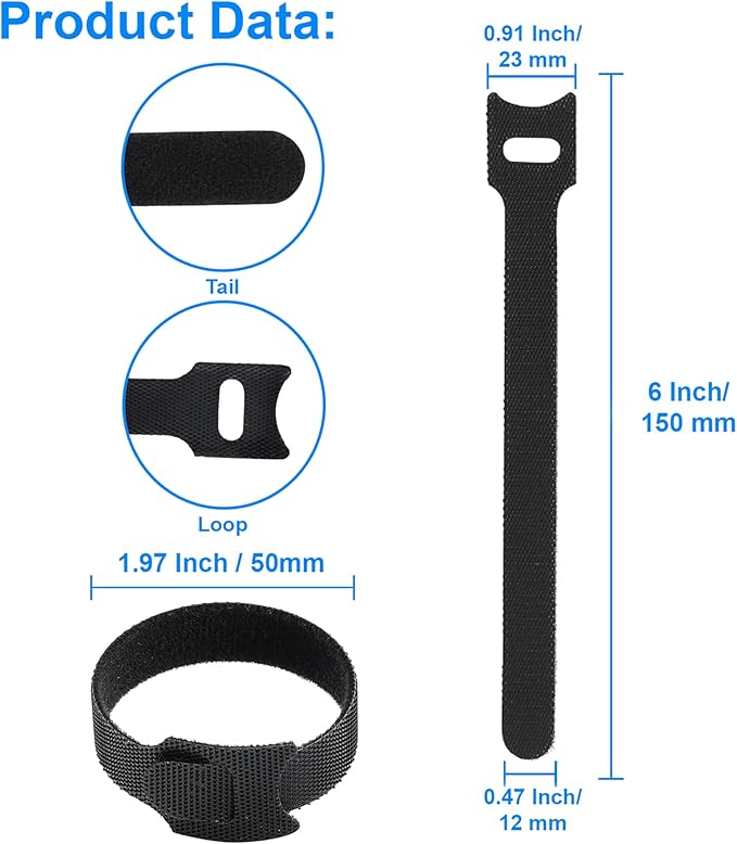 60 PCS 6 Inches Reusable Cable Ties, Adjustable Cord Straps, Cable Organizer - Image 3