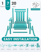 SERWALL HDPE Outdoor Rocking Chair Set of 6, Patio Rocking Chairs for Adults, All Weather Outdoor Rockers for Lawn, Aruba - Image 7