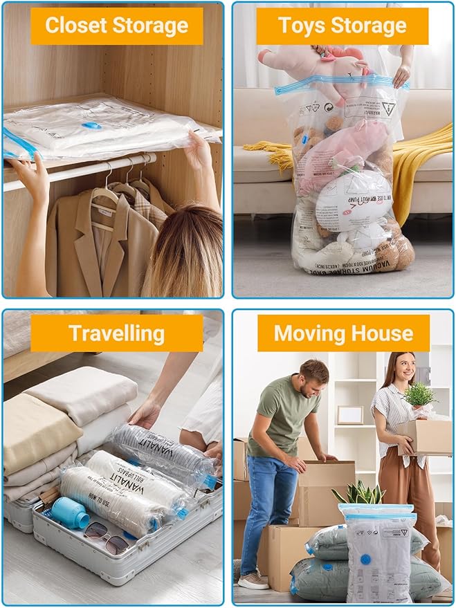 Vacuum Storage Bags with Electric Pump, New Air Valve Combo 22 Pack Compression - Image 9