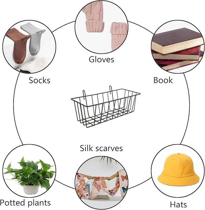 10 PCS Wire Baskets Wall Grid Panel Hanging Wire Basket Hanging Wall Baskets No - Image 7