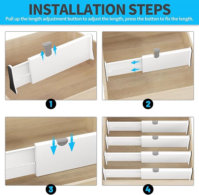 Drawer Dividers Organizer 6 Pack, Adjustable Separators 4" High Expandable from - Image 5