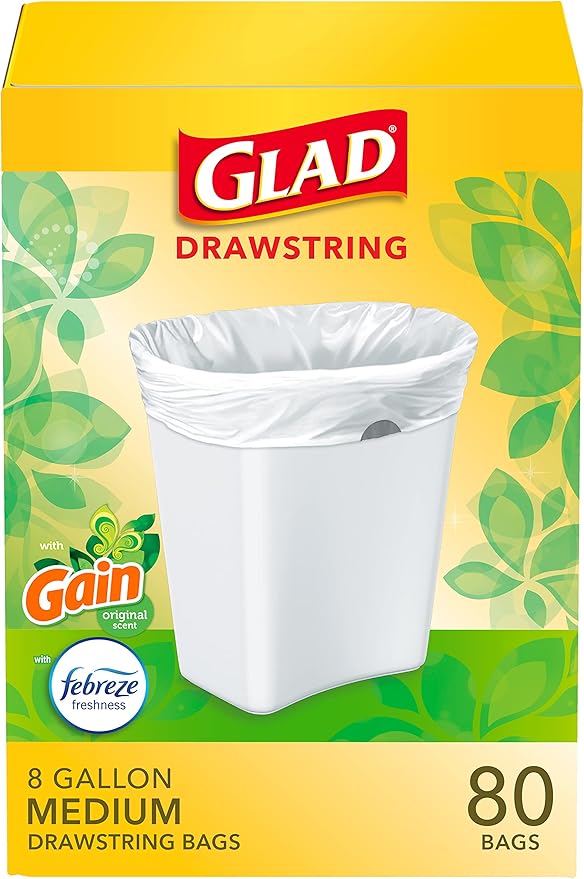 Glad Medium Trash Bags, 8 Gallon, Gain Original by GladTrashFoodStorage