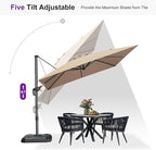 PURPLE LEAF 9 Feet Square Cantilever Umbrella Patio Umbrella with Base Outdoor Umbrella Aluminum Offsetwith 360-degree Rotation for Garden Deck Pool Patio Taupe - Image 7