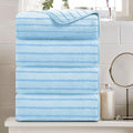 4 Piece Blue Cabana Stripe Large Bath Towels 35"x70" Oversized Bath Sheet Super by Oliven