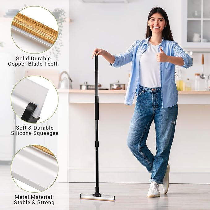 62" Carpet Rake for Pet Hair Removal – Adjustable Carpet Broom & Rug Rake - Image 3