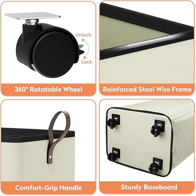 Laundry Basket with Wheels, Collapsible Laundry Baskets, Laundry Hamper with - Image 5