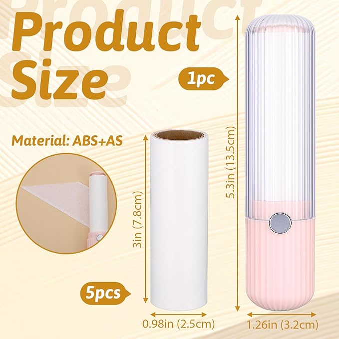 1 Pack Mini Lint Roller with 150 Sticky Sheets Refillable Compact Pocket Lint - Image 2