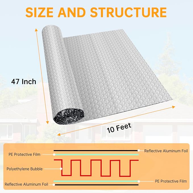 Reflective Foil Insulation, Double Reflective Bubble Insulation Sheet, Aluminum - Image 5
