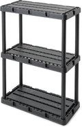 Gracious Living 3 Shelf Knect-A-Shelf Solid Light Duty Storage Unit 12 x 24 x 33" Organizer for Home, Garage, Basement & Laundry, Black by GraciousLiving