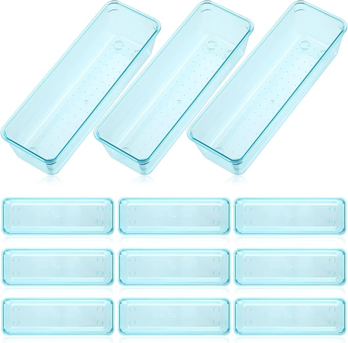 Maitys 12 Pcs Clear Drawer Organizer 9 x 3 x 2 Inches Plastic Rectangle Trays by Maitys