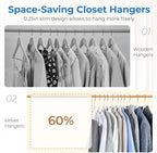 Smartor White Velvet Hangers 50 Pack, Non Slip Clothes Hangers - Image 3