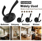Black Towel Hooks for Wall, 5 Pack Coat Robe Hook Heavy Duty Metal Double Bath - Image 7