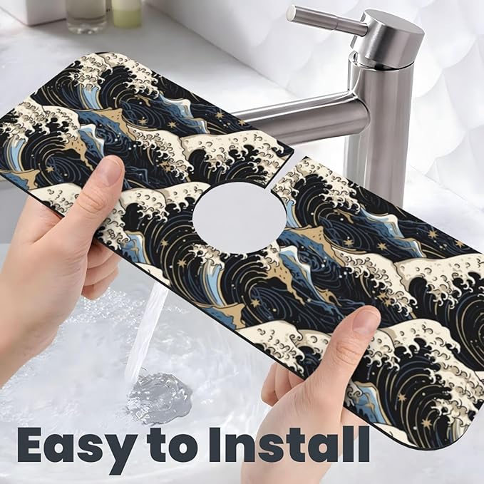 Japanese Wave Black 15" X 5.5" Kitchen Sink Splash Guard Faucet Faucet Guard - Image 6