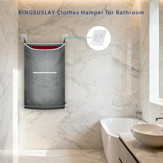 XL Hanging Laundry Hamper, Over the Door Laundry Hamper and Baskets, Wide - Image 7