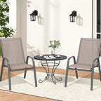 Patio Chairs Set of 2, Easily Set Up Stackable Outdoor Dining Chairs with High Back and Wide Seat, All Weather Breathable Outdoor Chairs Set of 2 with Metal Frame for Backyard Deck Pool, Brown - Image 2