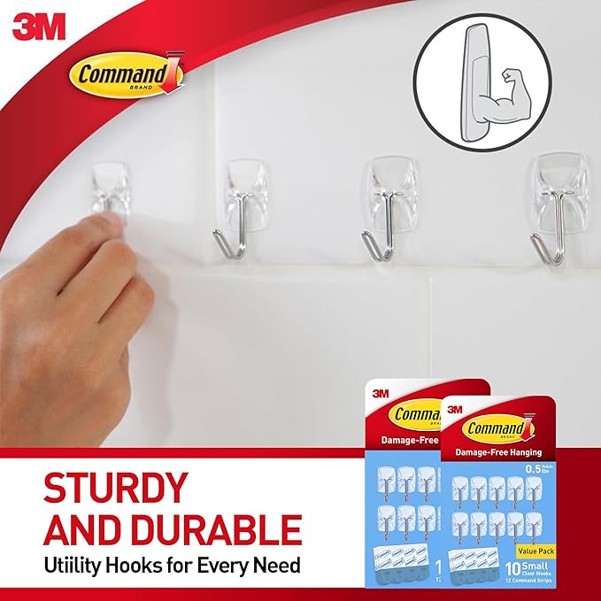 Command Small Clear Wire Toggle Hooks, Damage-Free Adhesive - Image 4