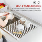 MERRYBOX Roll Up Dish Drying Rack, Silicone Wrapped Over The Sink Dish Rack - Image 8