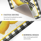 Lemon Dish Drying Mat for Kitchen Counter Spring Summer Black White buffalo - Image 3