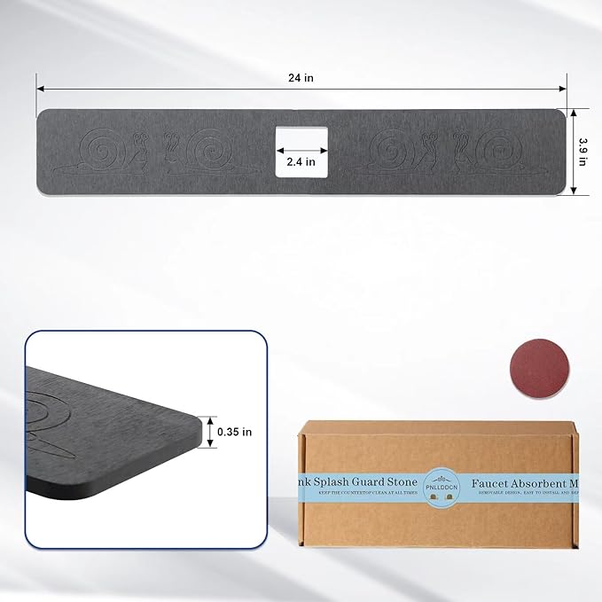 Sink Splash Guard Stone PNLLDDCN Non-Slip Diatom Mud Behind Faucet Mat - Image 3