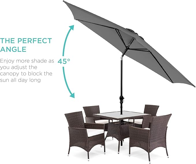 Best Choice Products 10ft Outdoor Table Compatible Steel Polyester Market Patio Umbrella w/Crank and Easy Push Button Tilt - Image 2