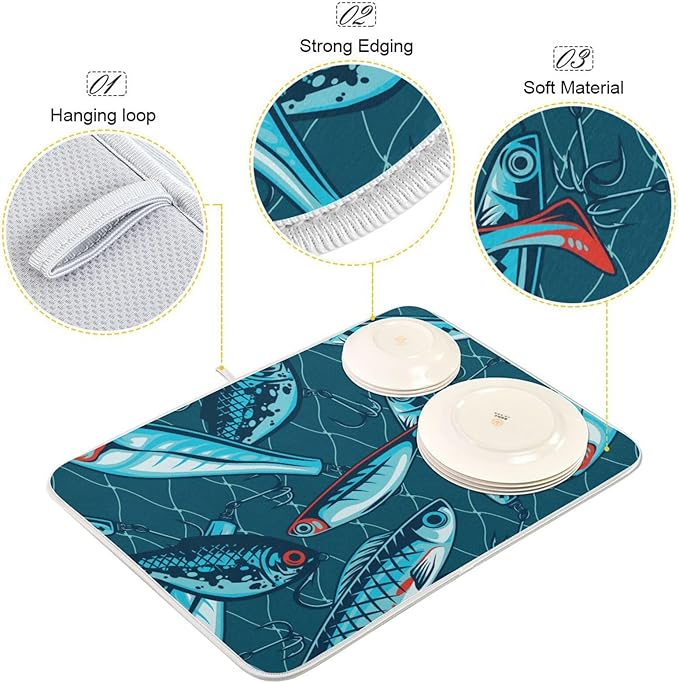 Fishing Artificial Baits Dish Drying Mat Super Absorbent Drying Mat Large - Image 4