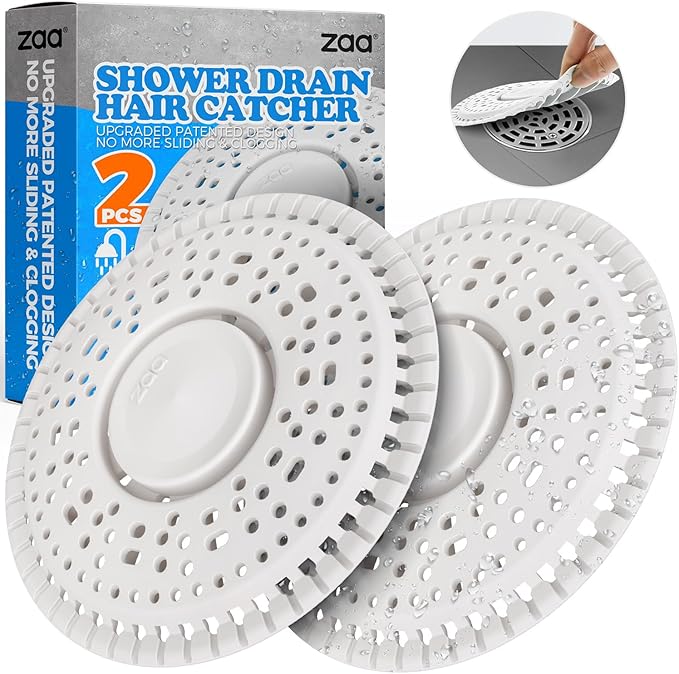 zaa Shower Drain Hair Catcher, Upgraded 2 Pack Premium Silicone Drain Protector by zaa