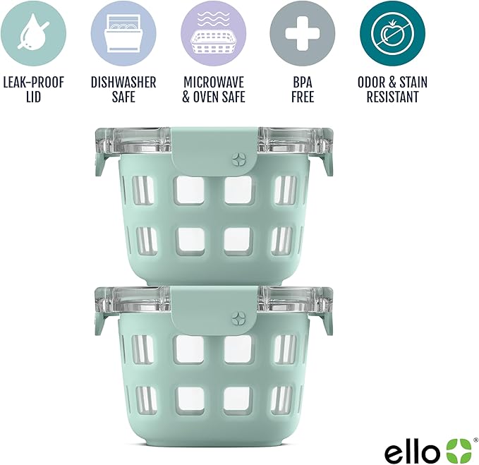 Ello Duraglass 2-Pack 2 Cup Reusable Glass Container Jar - Image 3