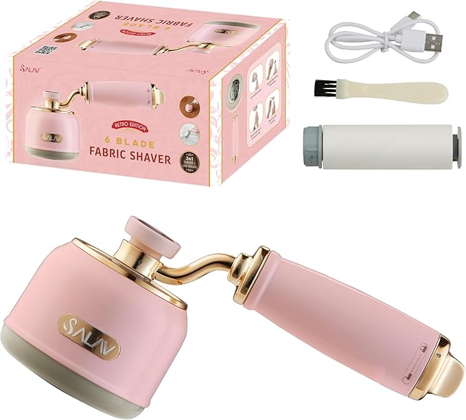 SALAV® Retro Edition 2-in-1 Rechargeable Fabric Shaver and Lint Roller - Image 2