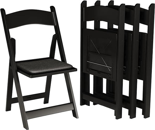 100 Black Resin Stackable Folding Chair - Comfortable Black Foldable Chair - Folding Chairs with Padded Seats - Indoor/Outdoor Folding Chairs for Events - Lightweight Foldable Chairs (100 Pack) by Simplex