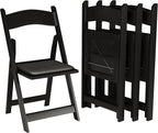 SIMPLEX 4 Black Resin Stackable Folding Chair - Comfortable Black Foldable Chair - Folding Chairs with Padded Seats - Indoor/Outdoor Folding Chairs for Events - Lightweight Foldable Chairs (4 Pack) by Simplex