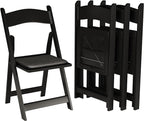 200 Black Resin Stackable Folding Chair - Comfortable Black Foldable Chair - Folding Chairs with Padded Seats - Indoor/Outdoor Folding Chairs for Events - Lightweight Foldable Chairs (200 Pack) by Simplex