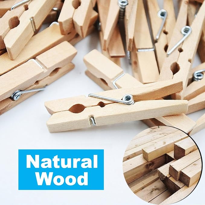 SenseYo 200 Pcs 2.9 Inch Wooden Clothespins Clips - Image 3