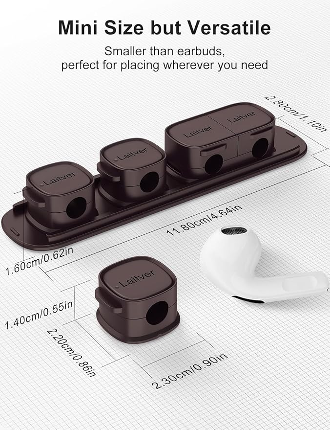 6 Pack Magnetic Cable Clips, Laitver Cord Organizer Holder Strong Adhesive Desk - Image 8