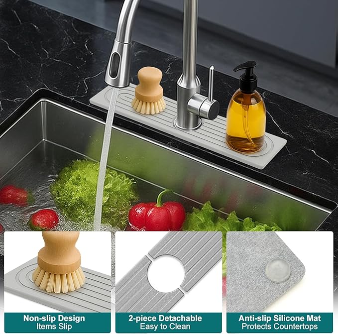 Stone Faucet Mat for Kitchen Bathroom Sink Diatomite Quick Dry Around Faucet - Image 4