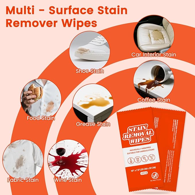 Stain Remover Wet Wipes Bulk, Individual Wrapped Stain Remover - Image 3
