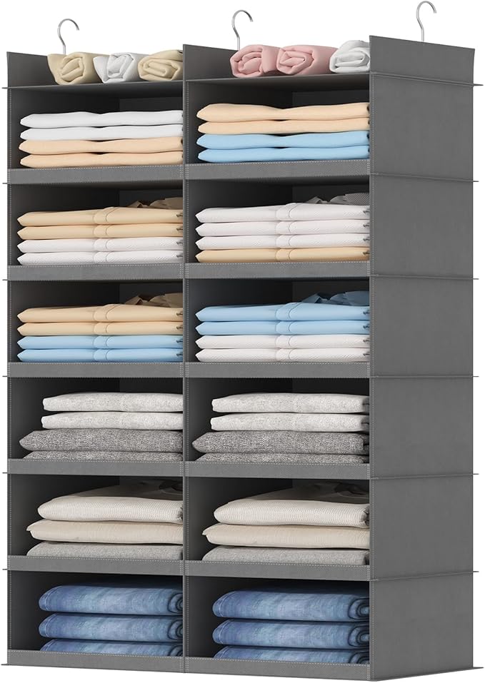 Lifewit Dual-Row 6 Tier Hanging Closet Organizer and Storage, Wide Clothes by Lifewit