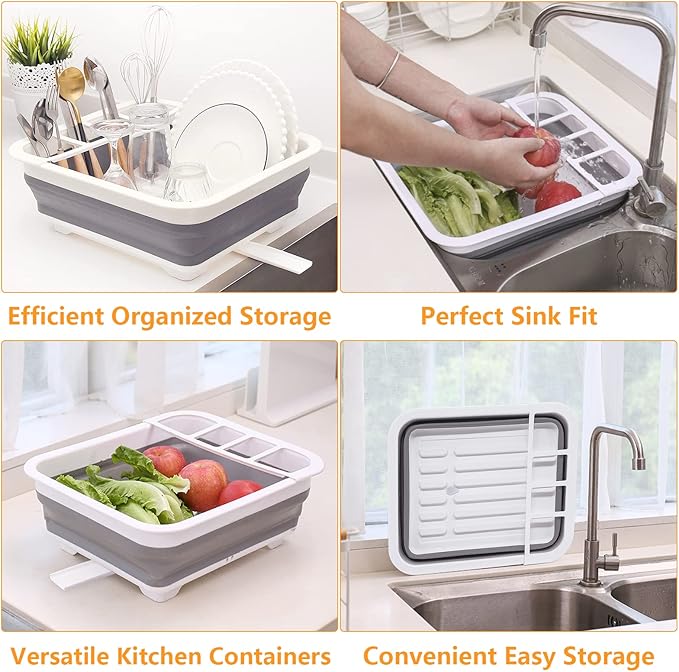 Foldable Dish Drying Rack with Drain Plug and Swivel Spout - Image 4