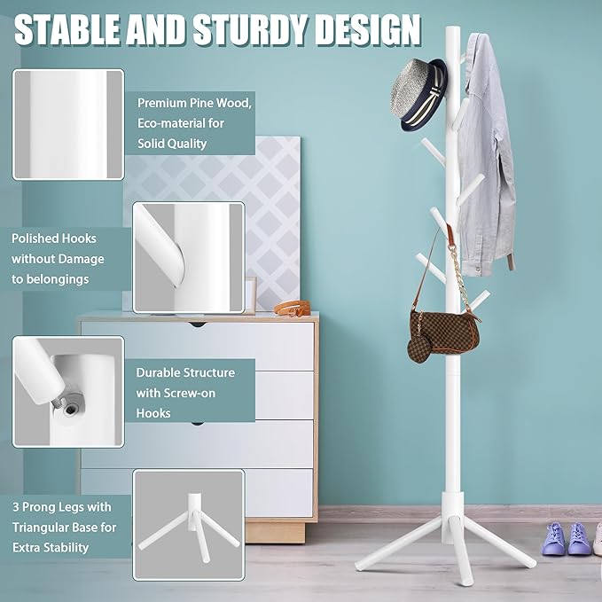 Haddockway Wooden Coat Rack Stand - Image 3