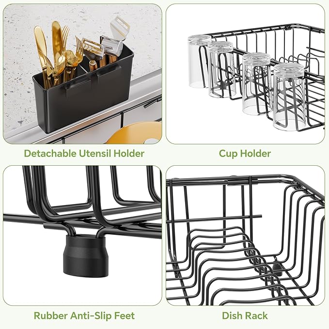 Simple Trending Expandable Dish Drying Rack in Sink, Adjustable Dish Drainers - Image 5